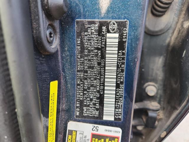 4T1B11HK8JU651805 - 2018 TOYOTA CAMRY L 蓝色 照片 12