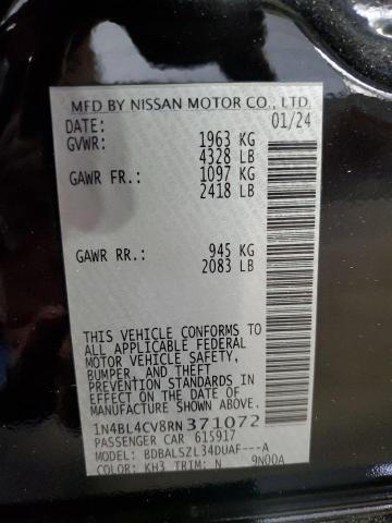 1N4BL4CV8RN371072 - 2024 NISSAN ALTIMA SR 黑色 照片 12