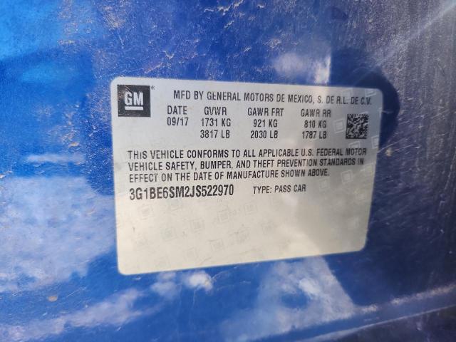 3G1BE6SM2JS522970 - 2018 CHEVROLET CRUZE LT 蓝色 照片 12