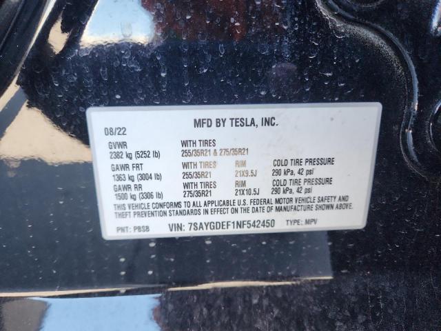 7SAYGDEF1NF542450 - 2022 TESLA MODEL Y BLACK photo 14