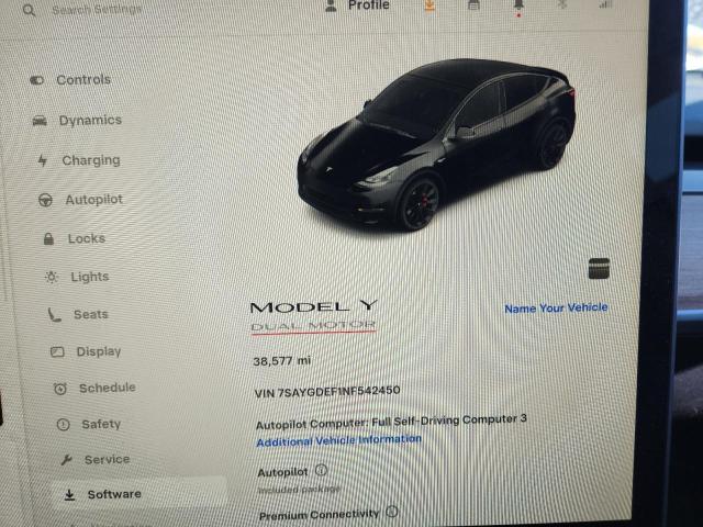 7SAYGDEF1NF542450 - 2022 TESLA MODEL Y BLACK photo 9