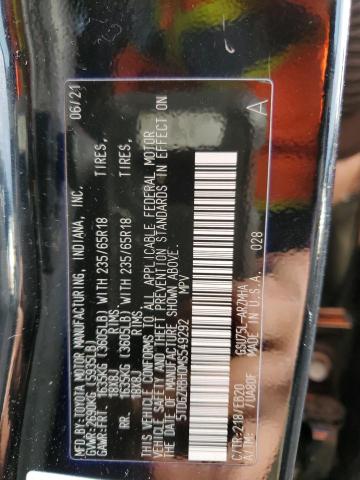 5TDGZRBH0MS549292 - 2021 TOYOTA HIGHLANDER XLE BLACK photo 13