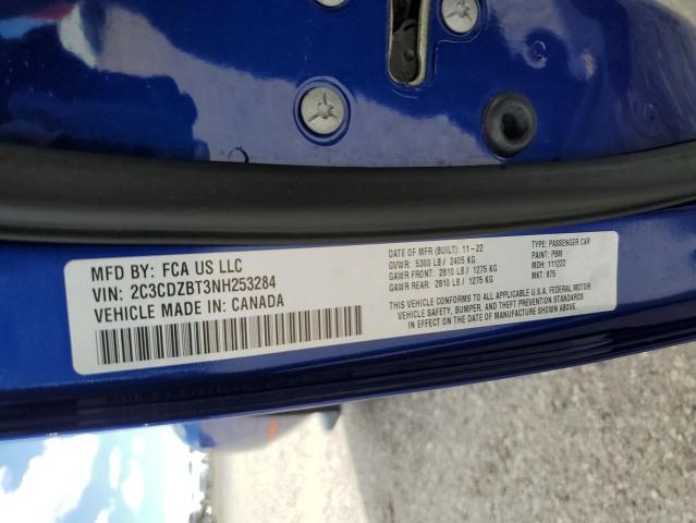 2C3CDZBT3NH253284 - 2022 DODGE CHALLENGER R/T Azul foto 12