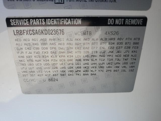 LRBFXCSA6KD023676 - 2019 BUICK ENVISION ESSENCE თეთრი ფოტო 13