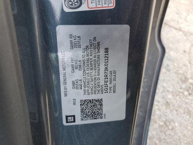 1G1FE1R73K0112188 - 2019 CHEVROLET CAMARO SS GRAY photo 12