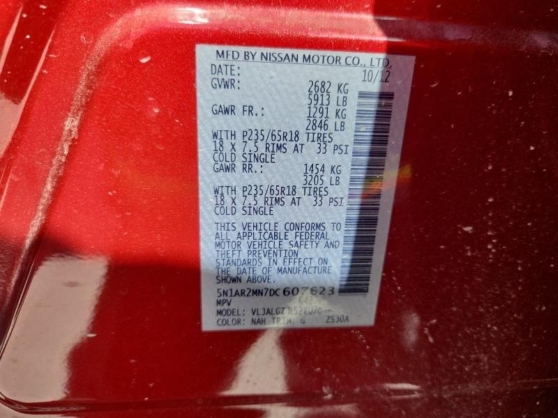 5N1AR2MN7DC607623 - 2013 NISSAN PATHFINDER S Rot Foto 13