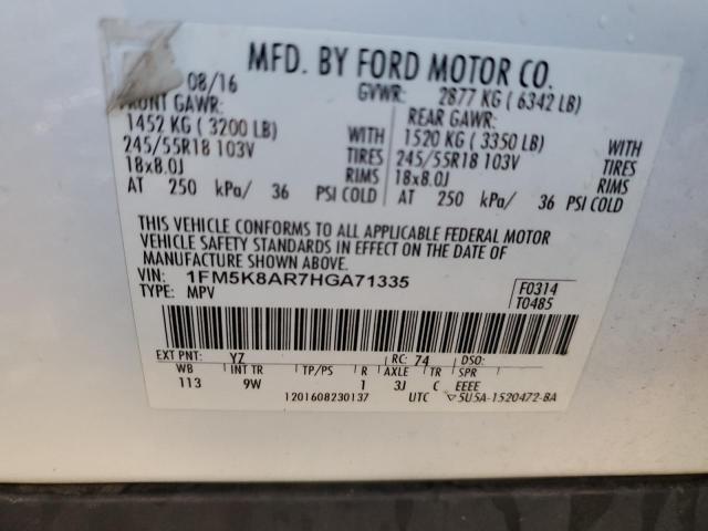 1FM5K8AR7HGA71335 - 2017 FORD EXPLORER POLICE INTERCEPTOR WHITE photo 13