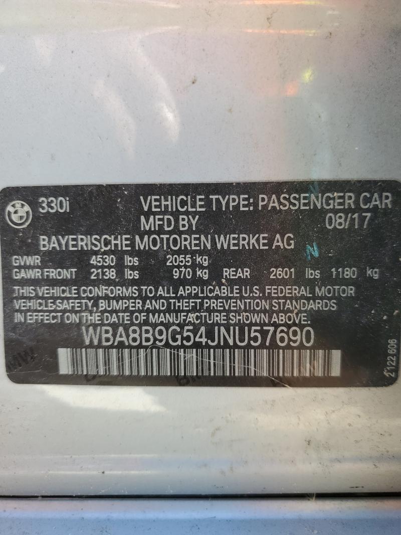 WBA8B9G54JNU57690 - 2018 BMW 330 I SILVER photo 12