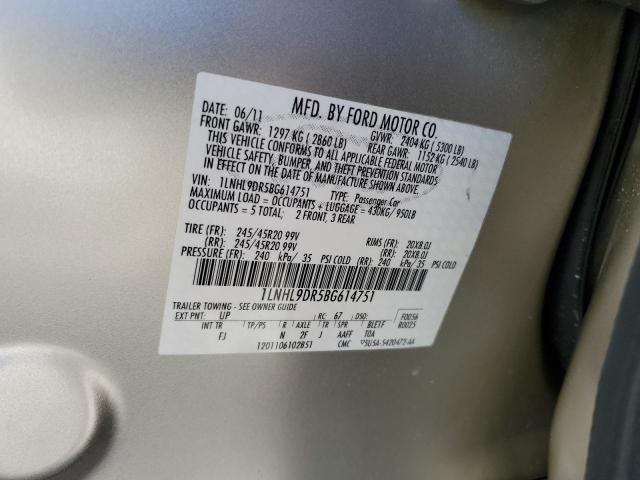 1LNHL9DR5BG614751 - 2011 LINCOLN MKS BEIGE photo 13