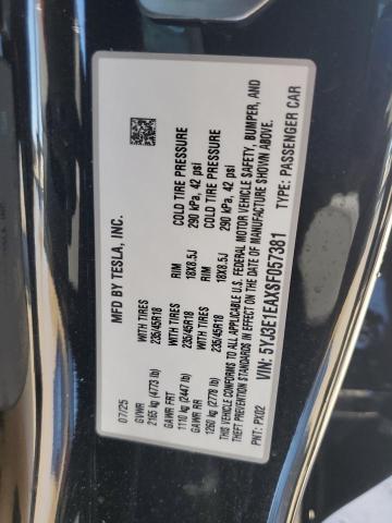 5YJ3E1EAXSF057381 - 2025 TESLA MODEL 3 BLACK photo 12