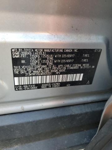 2T3W1RFV5LW093533 - 2020 TOYOTA RAV4 XLE SILVER photo 12