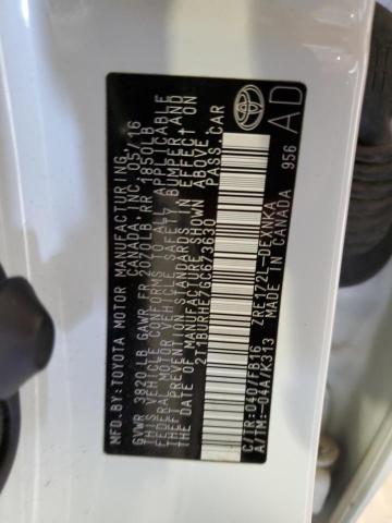 2T1BURHE7GC673630 - 2016 TOYOTA COROLLA L WHITE photo 12