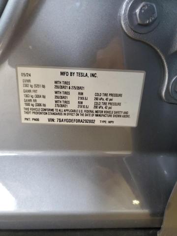 7SAYGDEF0RA292802 - 2024 TESLA MODEL Y GRAY photo 13