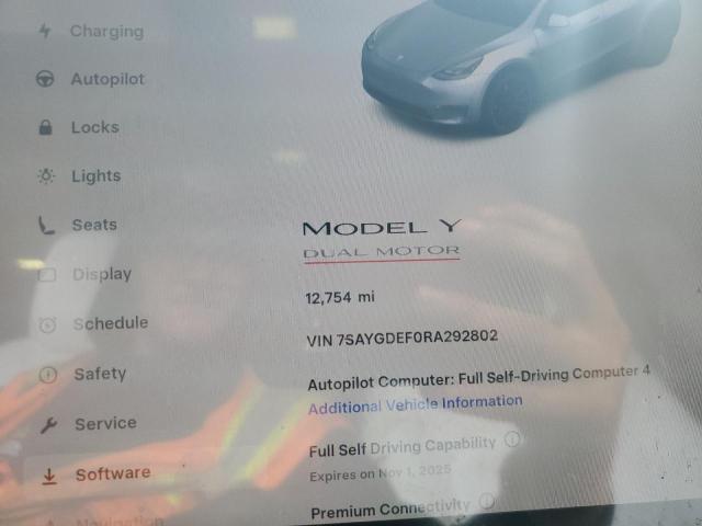 7SAYGDEF0RA292802 - 2024 TESLA MODEL Y GRAY photo 9