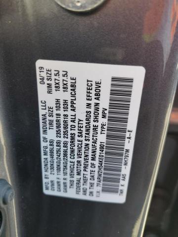 7FARW2H54KE014901 - 2019 HONDA CR-V EX Графитовый фото 13