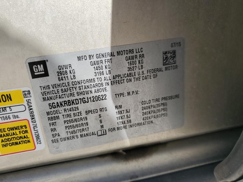 5GAKRBKD7GJ120622 - 2016 BUICK ENCLAVE Qızıl foto 13