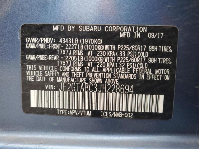 JF2GTABC3JH228694 - 2018 SUBARU CROSSTREK PREMIUM BLUE photo 14