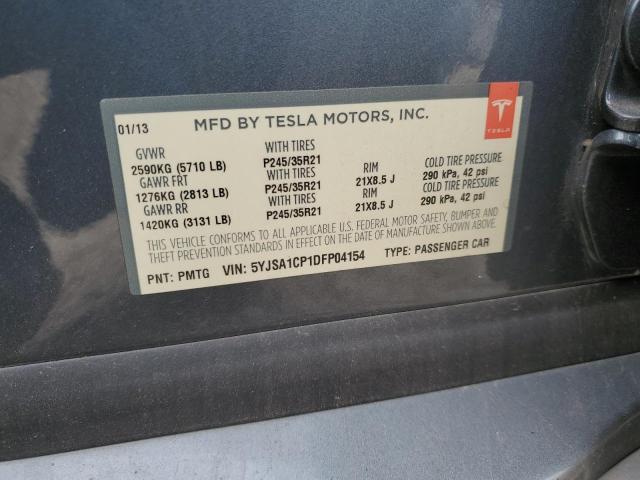 5YJSA1CP1DFP04154 - 2013 TESLA MODEL S Մոխրագույն լուսանկար 12