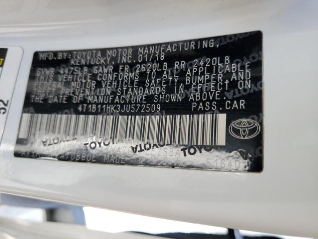4T1B11HK3JU572509 - 2018 TOYOTA CAMRY L თეთრი ფოტო 13