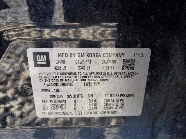 KL4CJASB7LB069186 - 2020 BUICK ENCORE PREFERRED BLACK photo 13