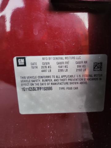 1G11C5SL7FF192886 - 2015 CHEVROLET MALIBU 1LT BURGUNDY photo 12