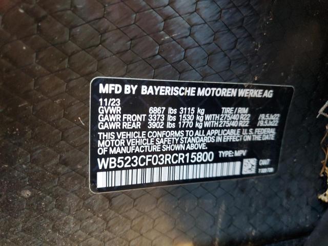 WB523CF03RCR15800 - 2024 BMW IX XDRIVE50 SILVER photo 12