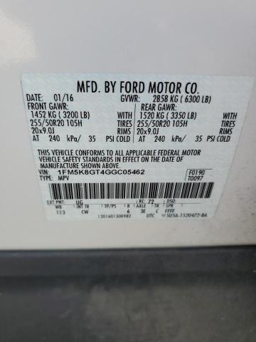 1FM5K8GT4GGC05462 - 2016 FORD EXPLORER SPORT Ağ foto 13