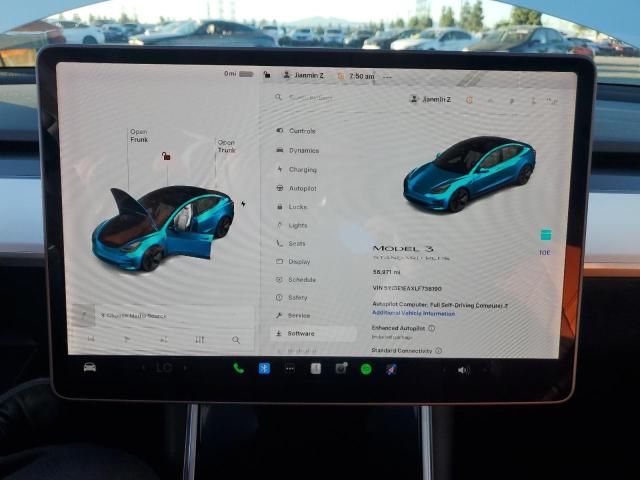 5YJ3E1EAXLF738190 - 2020 TESLA MODEL 3 WHITE photo 9