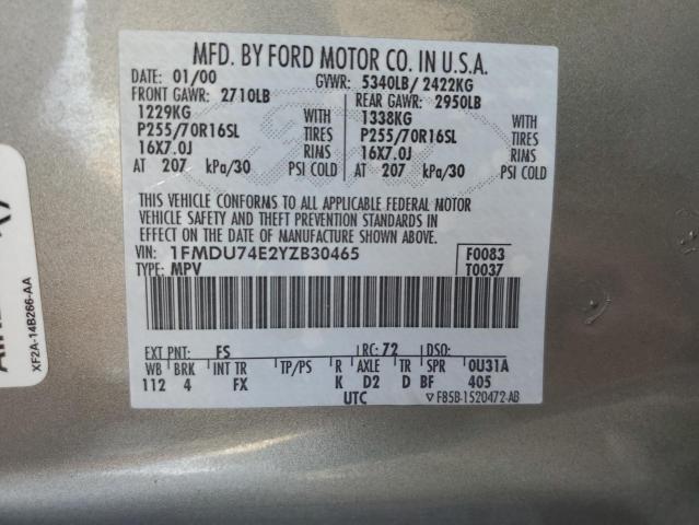 1FMDU74E2YZB30465 - 2000 FORD EXPLORER EDDIE BAUER Жасыл фото 13