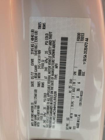 5LMCJ4C94HUL55228 - 2017 LINCOLN MKC BLACK LABEL Weiß Foto 14