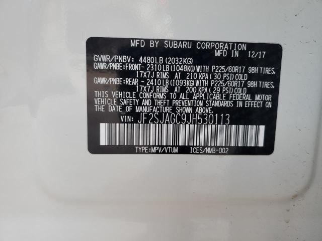 JF2SJAGC9JH530113 - 2018 SUBARU FORESTER 2.5I PREMIUM أبيض صورة 12