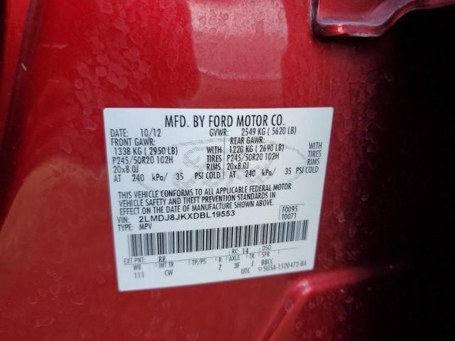 2LMDJ8JKXDBL19553 - 2013 LINCOLN MKX RED photo 12