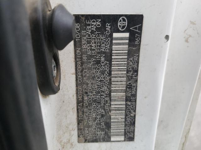 JTKDE167590295857 - 2009 TOYOTA SCION TC თეთრი ფოტო 12