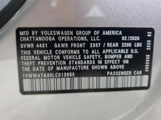 1VWWA7A30LC013680 - 2020 VOLKSWAGEN PASSAT SE SILVER photo 13
