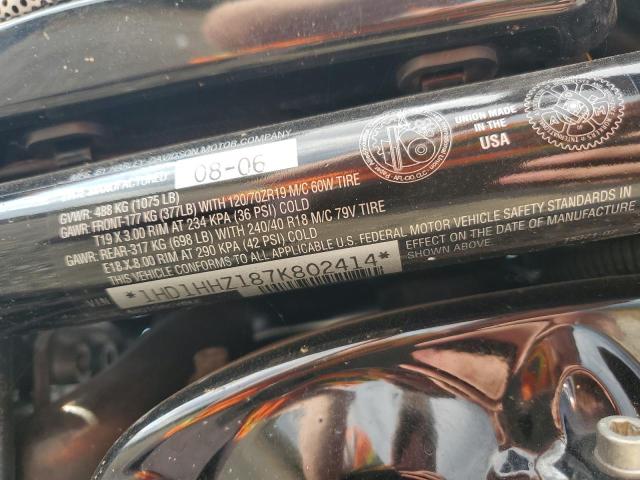 1HD1HHZ187K802414 - 2007 HARLEY-DAVIDSON VRSCDX BLACK photo 9