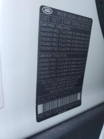 SALWR2FV0HA179220 - 2017 LAND ROVER RANGE ROVE HSE WHITE photo 12
