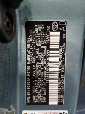 2T1BR32E75C497599 - 2005 TOYOTA COROLLA CE Grau Foto 12