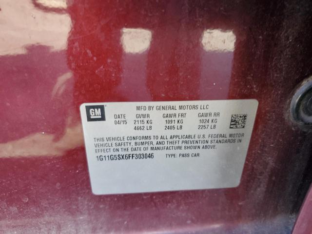 1G11G5SX6FF303046 - 2015 CHEVROLET MALIBU LTZ BURGUNDY photo 12