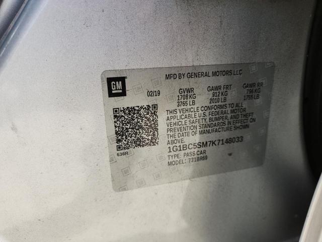 1G1BC5SM7K7148033 - 2019 CHEVROLET CRUZE LS ვერცხლისფერი ფოტო 13