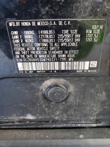 3CZRU6H53GM740321 - 2016 HONDA HR-V EX BLACK photo 12