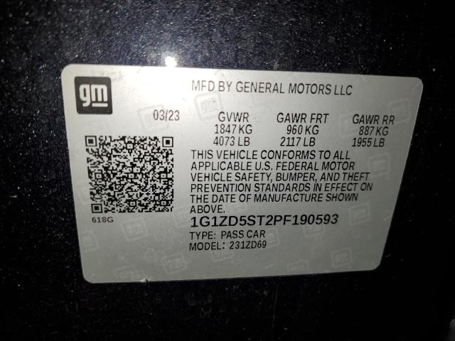 1G1ZD5ST2PF190593 - 2023 CHEVROLET MALIBU LT CHARCOAL photo 13