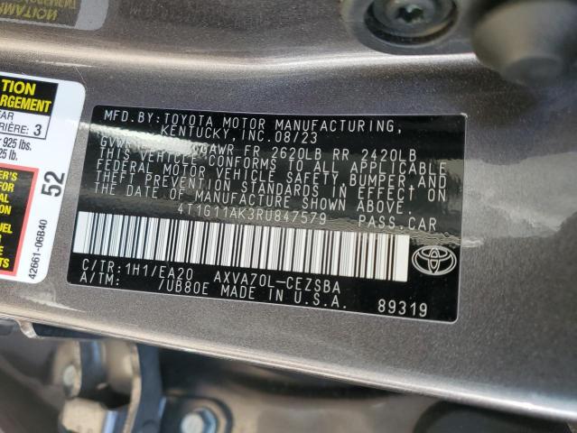 4T1G11AK3RU847579 - 2024 TOYOTA CAMRY SE NIGHT SHADE CHARCOAL photo 12