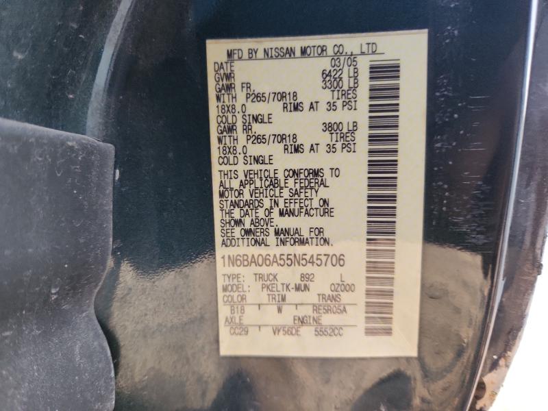 1N6BA06A55N545706 - 2005 NISSAN TITAN XE 石墨色 照片 12