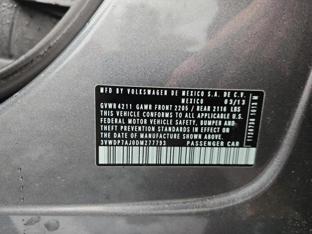 3VWDP7AJ0DM277793 - 2013 VOLKSWAGEN JETTA SE GRAY photo 12