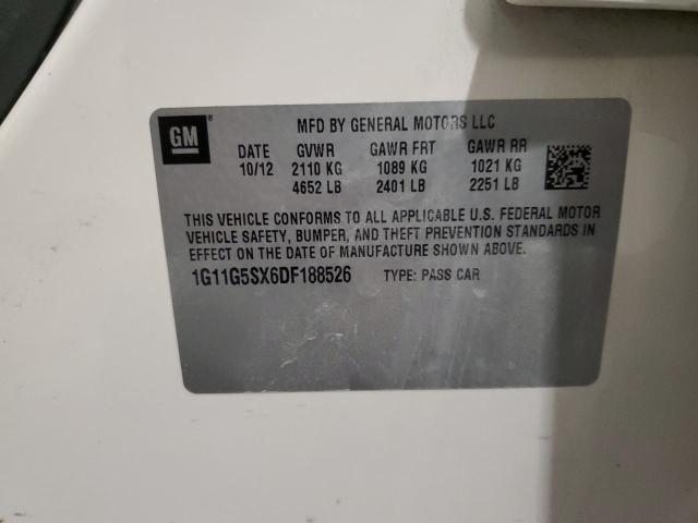 1G11G5SX6DF188526 - 2013 CHEVROLET MALIBU 3LT თეთრი ფოტო 12