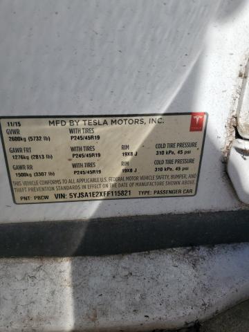 5YJSA1E2XFF115821 - 2015 TESLA MODEL S Білий фото 13