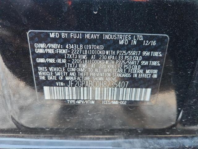 JF2GPABC0H8235407 - 2017 SUBARU CROSSTREK PREMIUM BLACK photo 14