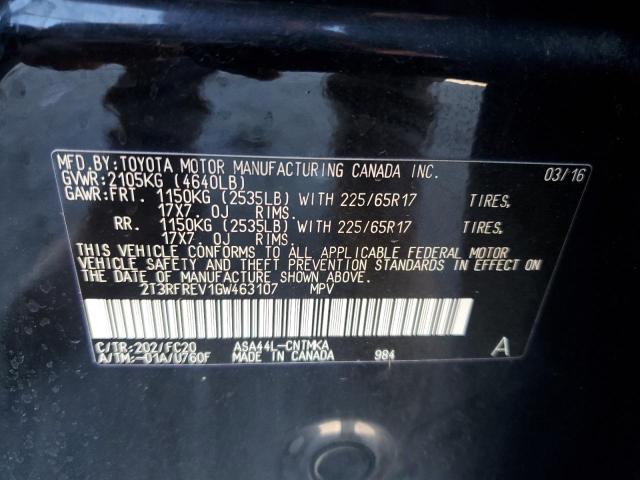 2T3RFREV1GW463107 - 2016 TOYOTA RAV4 XLE BLACK photo 13