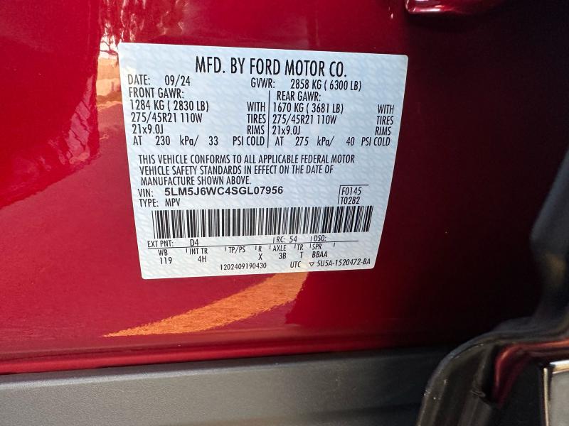 5LM5J6WC4SGL07956 - 2025 LINCOLN AVIATOR RED photo 10