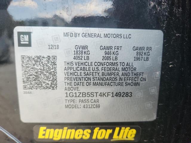 1G1ZB5ST4KF149283 - 2019 CHEVROLET MALIBU LS Qara foto 12